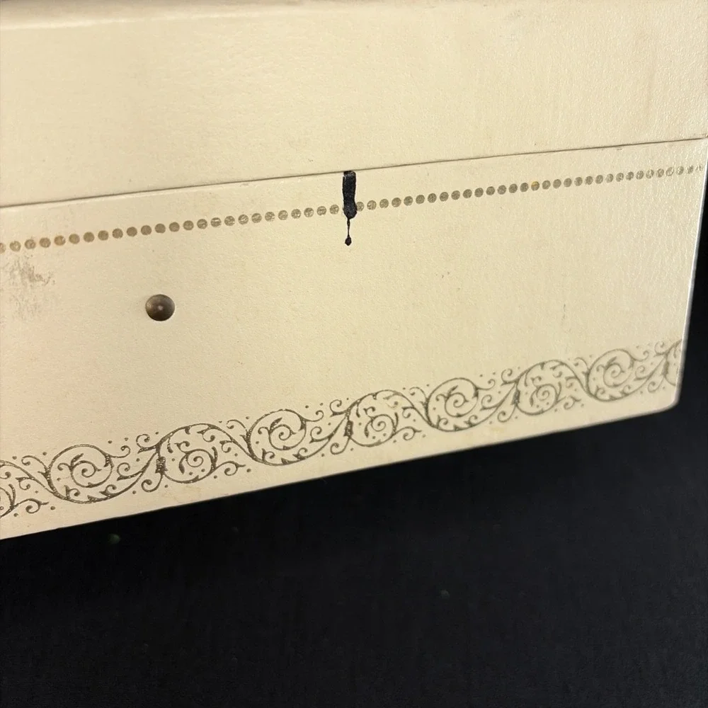 Vintage Mele Ivory Jewelry box Two Tier w Necklace Hooks, Mustard, 12.5x8x3.5